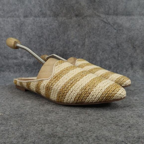 Universal Thread Shoes Womens 11 Mule Flats Slip On Woven Jute Stripe Almond Toe - Picture 1 of 12
